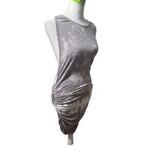 Young Fabulous and Broke Women Midi Dress XSmall Black Gray Tie Dye Open Back